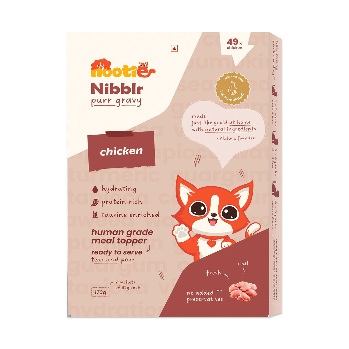 Nibblr Purr Gravy for Cats (170g) | Chicken - Taurine-Enriched, High-Protein Meal Topper for Cat - nootie.in