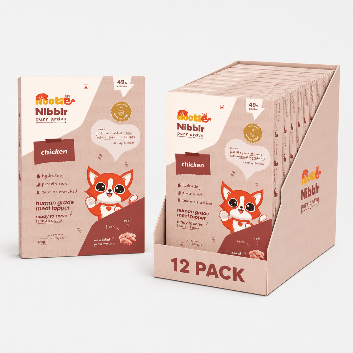 Nibblr Purr Gravy for Cats (170g) | Chicken - Taurine-Enriched, High-Protein Meal Topper for Cat - nootie.in