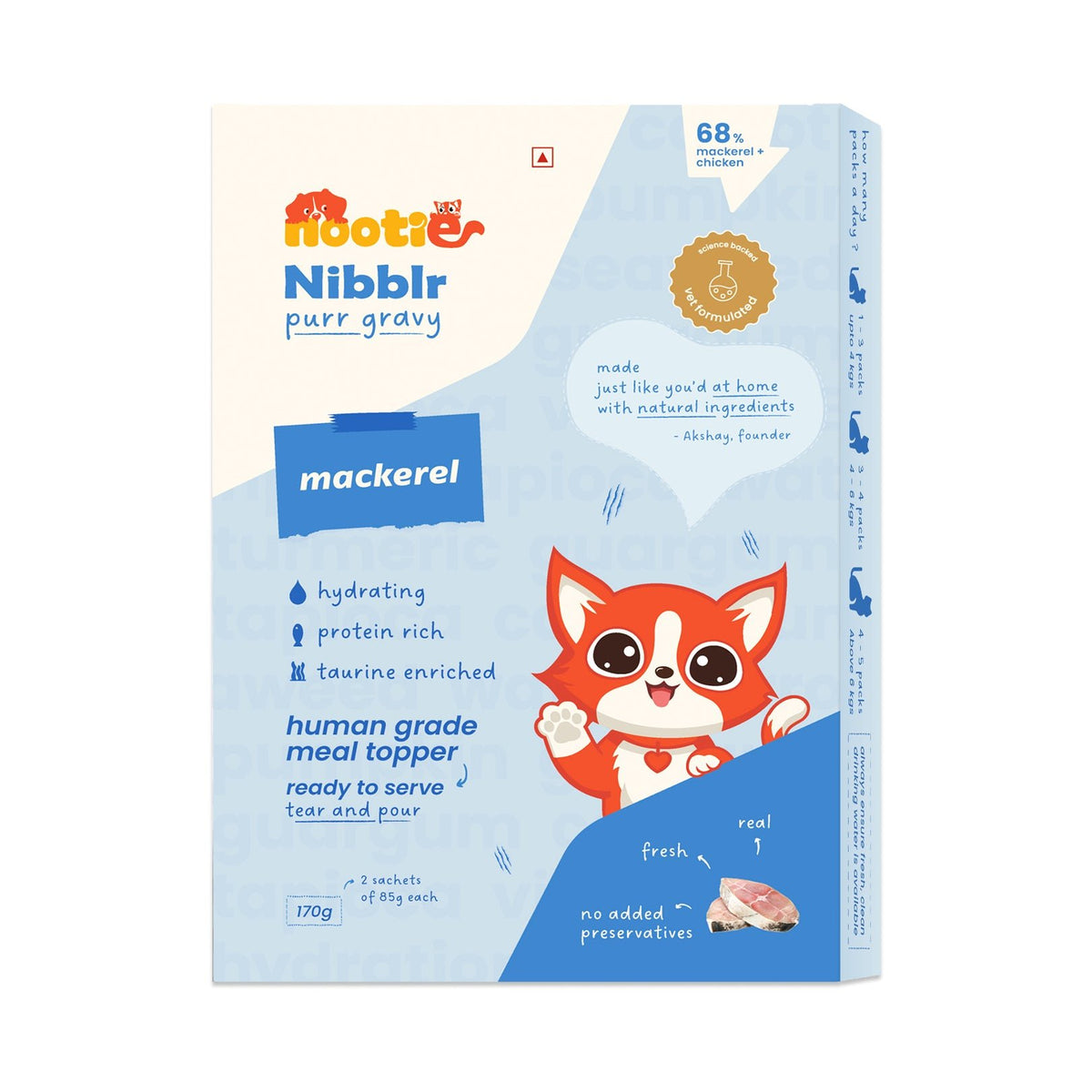 Nibblr Purr Gravy for Cats (170g) | Mackerel - Taurine-Enriched, High-Protein Meal Topper for Cat - nootie.in