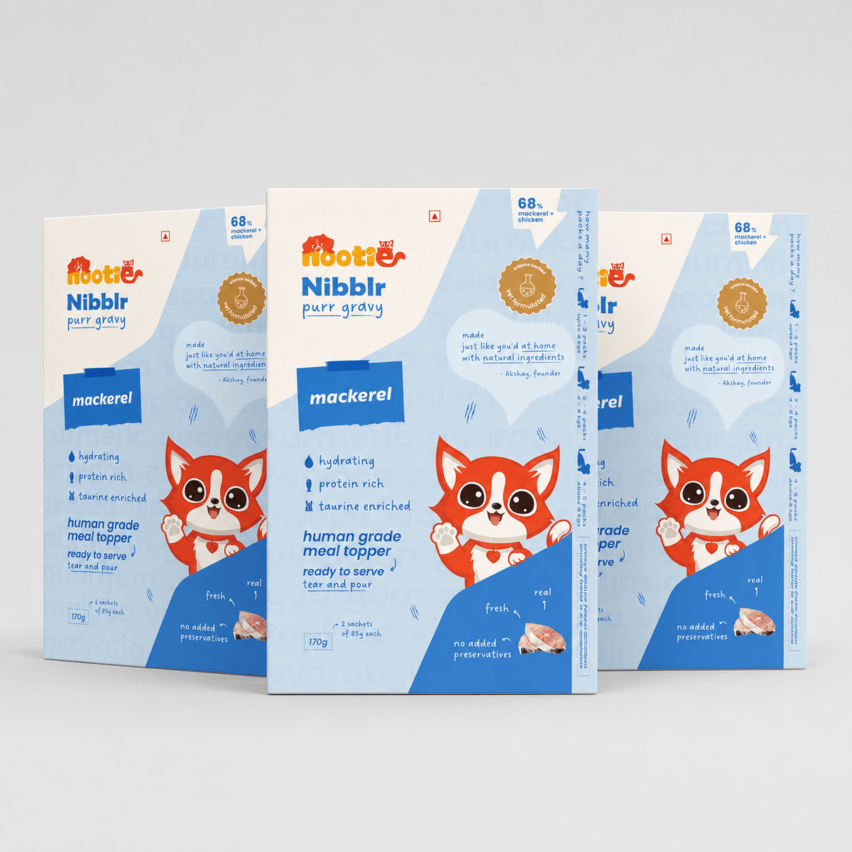 Nibblr Purr Gravy for Cats (170g) | Mackerel - Taurine-Enriched, High-Protein Meal Topper for Cat - nootie.in