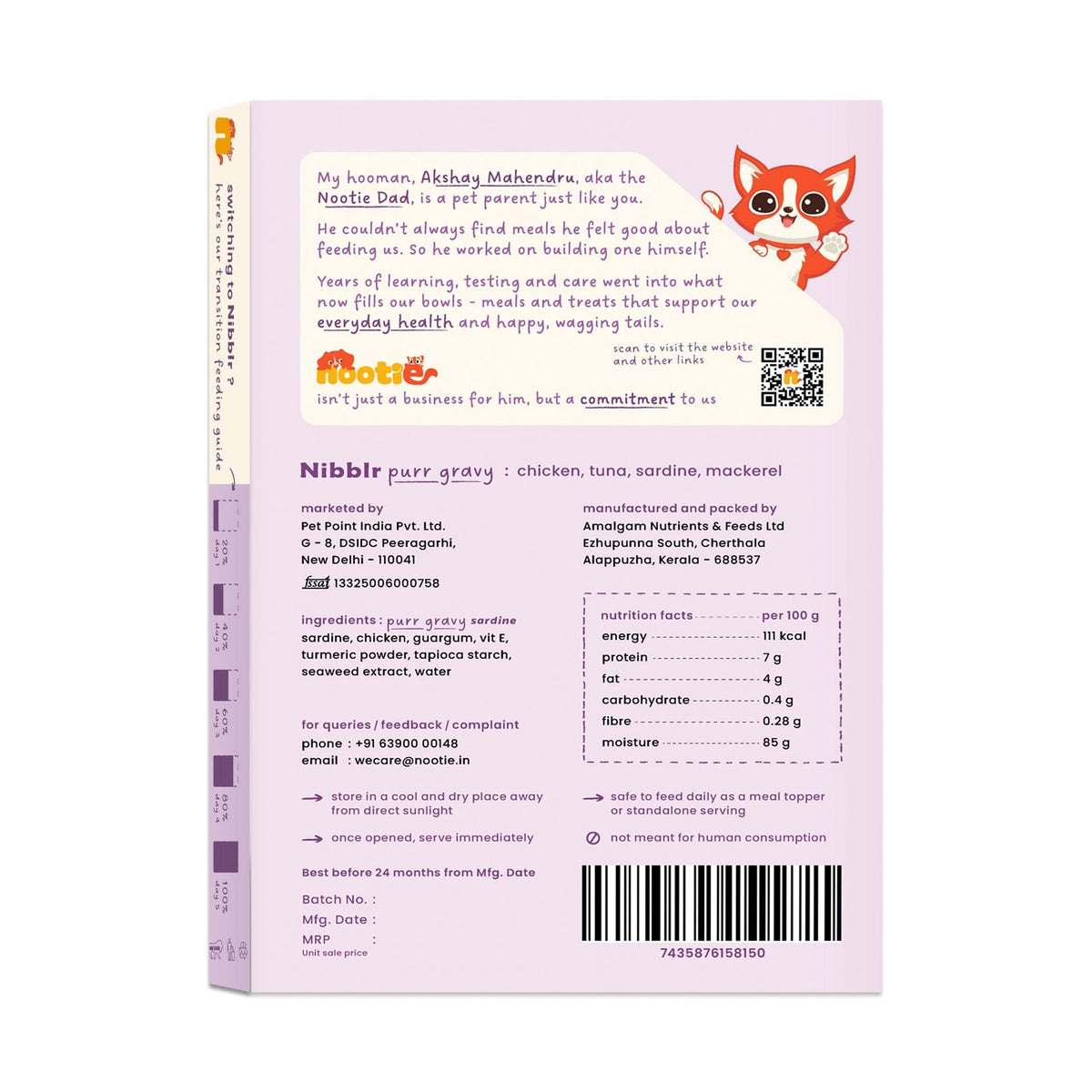 Nibblr Purr Gravy for Cats (170g) | Sardine - Taurine-Enriched, High-Protein Meal Topper for Cat - nootie.in