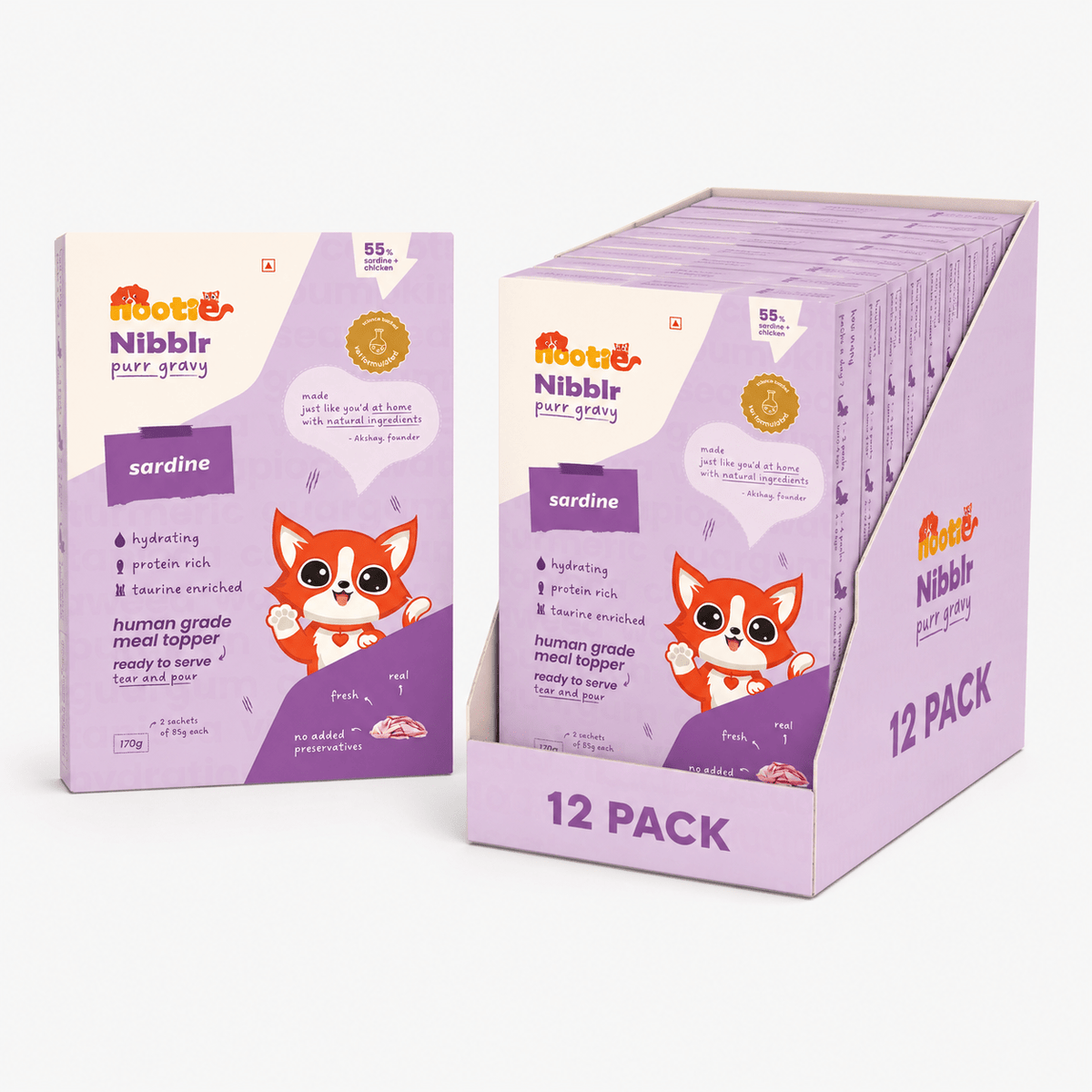 Nibblr Purr Gravy for Cats (170g) | Sardine - Taurine-Enriched, High-Protein Meal Topper for Cat - nootie.in