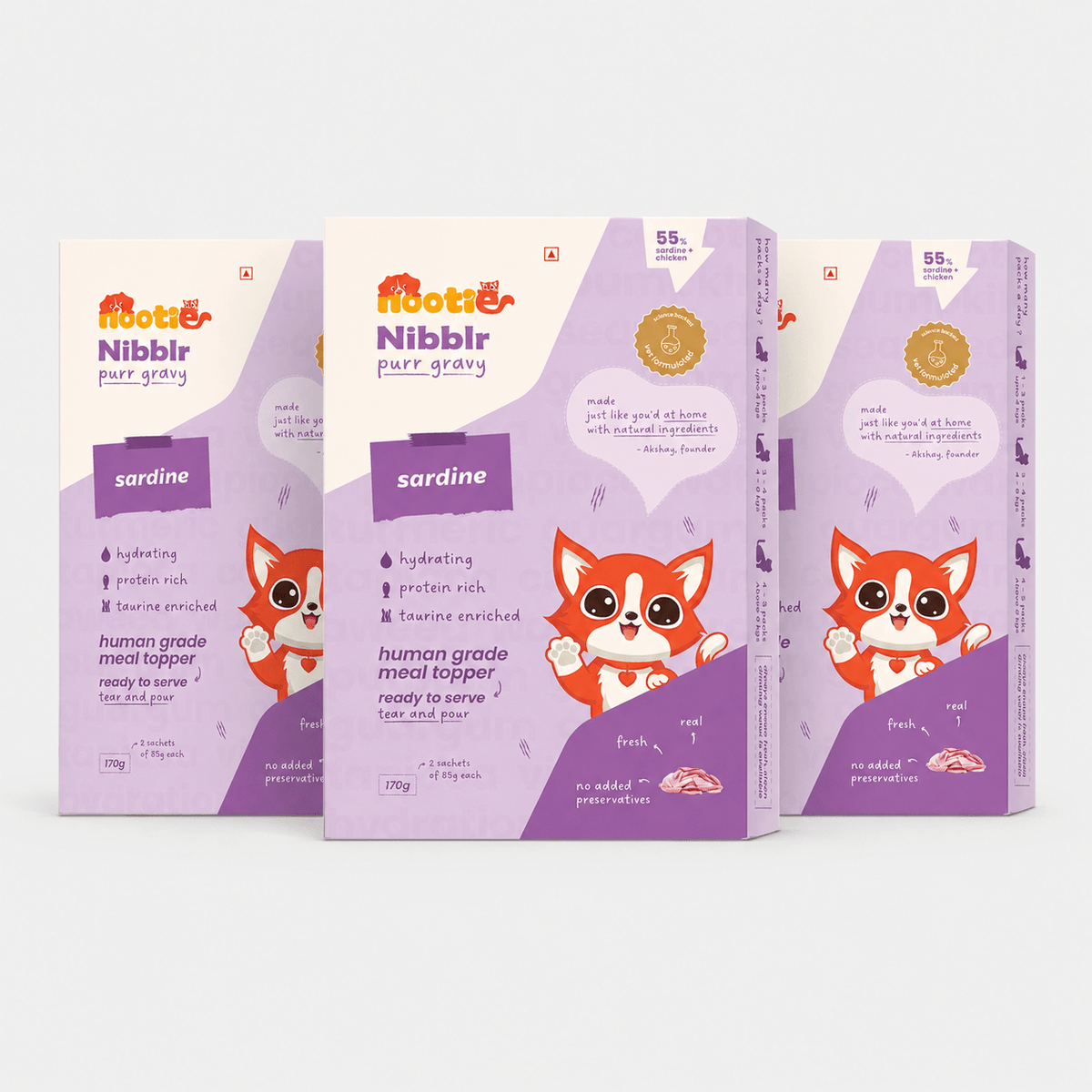 Nibblr Purr Gravy for Cats (170g) | Sardine - Taurine-Enriched, High-Protein Meal Topper for Cat - nootie.in