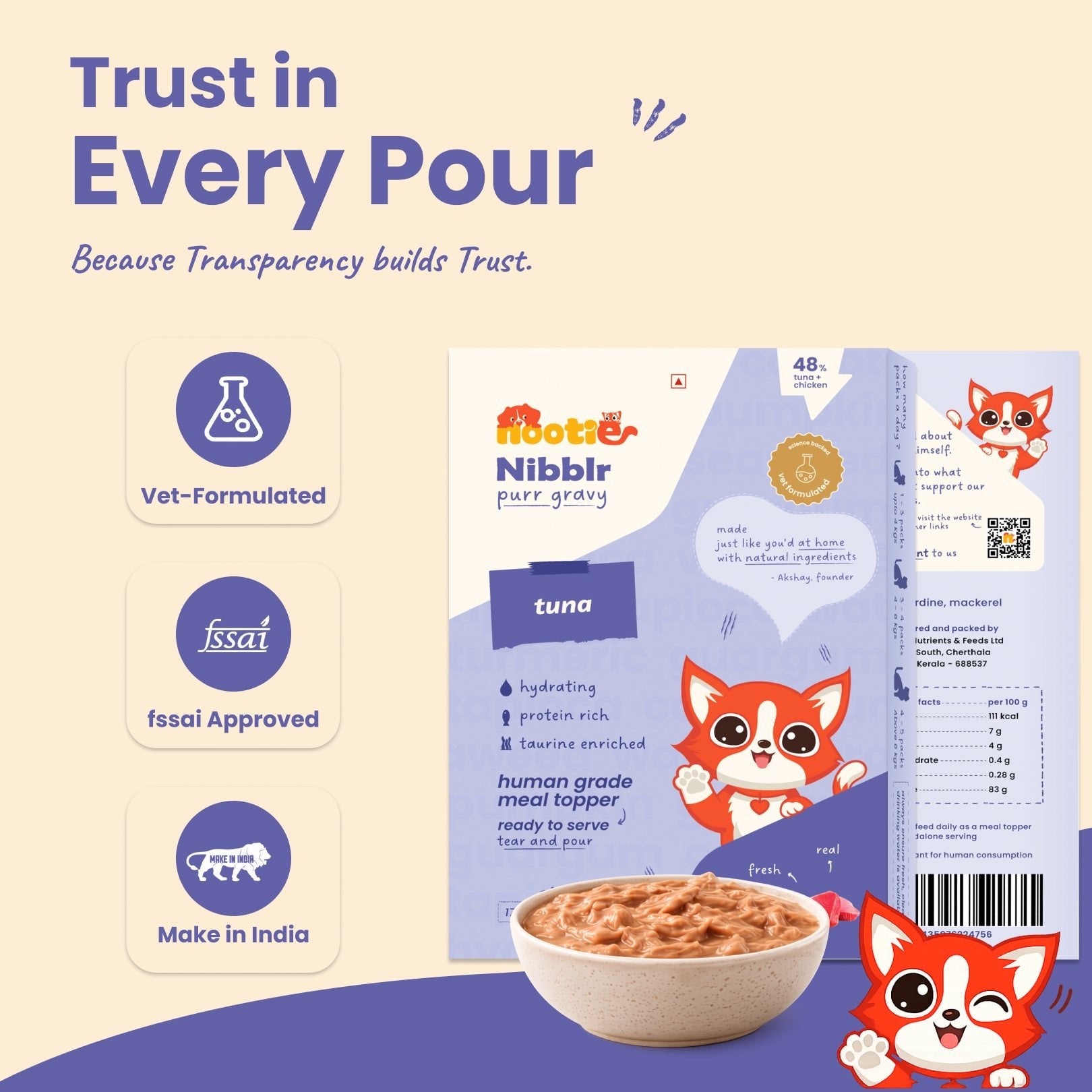 Nibblr Purr Gravy for Cats (170g) | Tuna - Taurine-Enriched, High-Protein Meal Topper for Cat - nootie.in