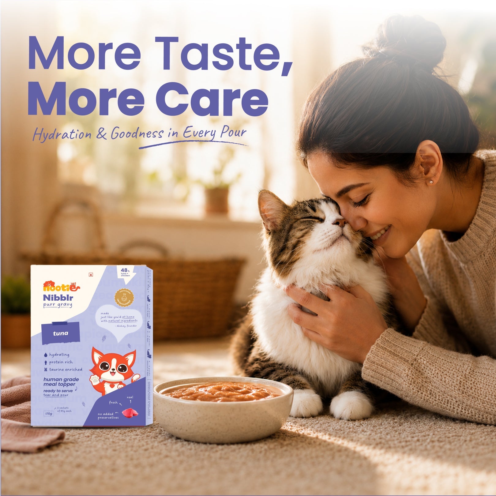 Nibblr Purr Gravy for Cats (170g) | Tuna - Taurine-Enriched, High-Protein Meal Topper for Cat - nootie.in