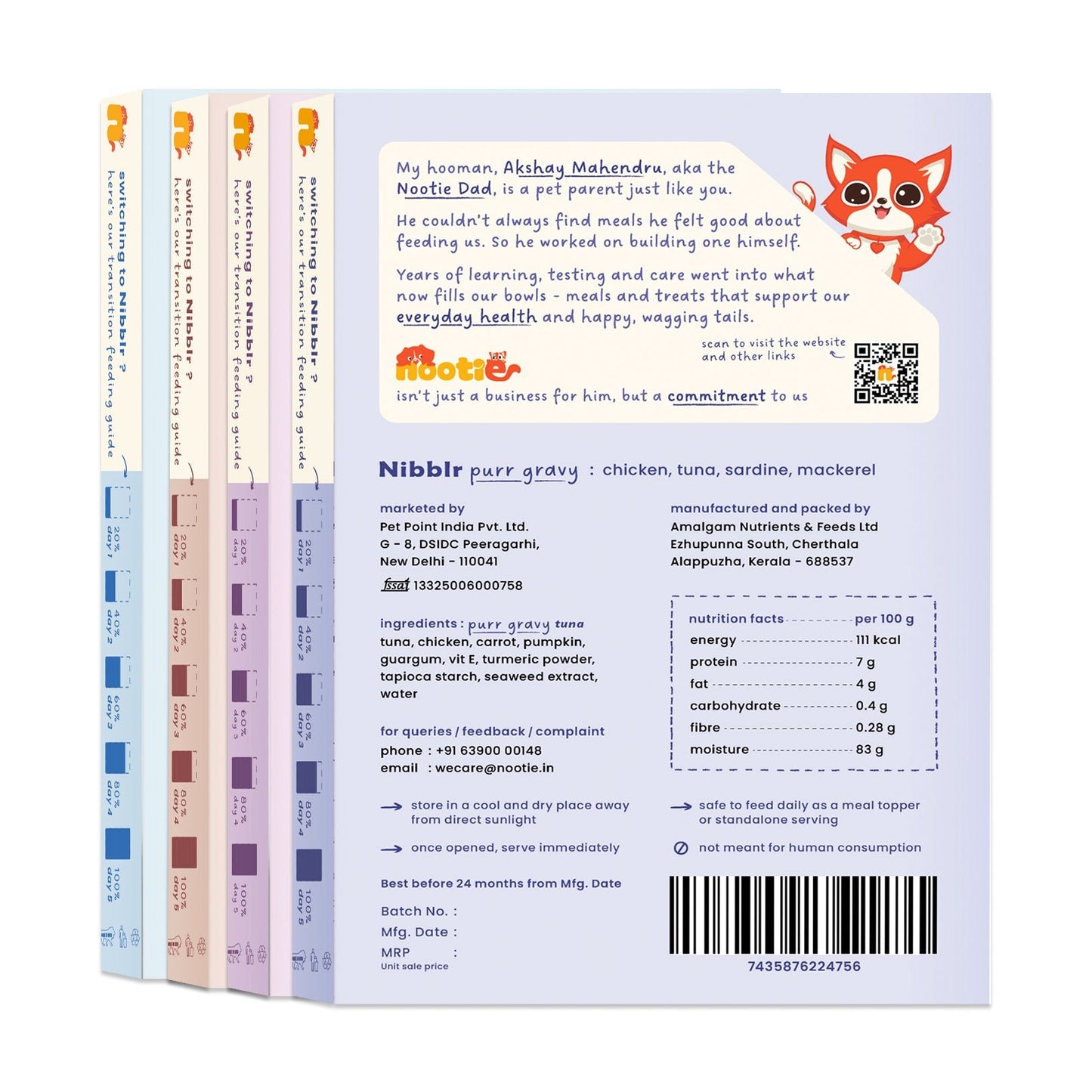 Nibblr Purr Gravy for Cats (4 x 170g) | Assorted Gravy Pack - Taurine-Enriched, High-Protein Meal Topper for Cat - nootie.in