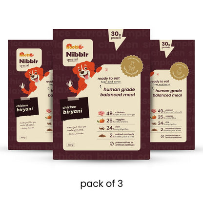 Nibblr Special Chicken Biryani (300g) - Fresh Wholesome Dog Meal - nootie.in