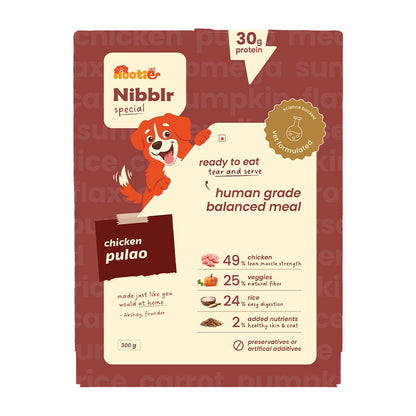 Nibblr Special Chicken Pulao Dogs Meal (300 g) - Fresh Wholesome Dog Meal - nootie.in
