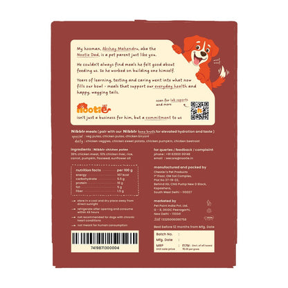 Nibblr Special Chicken Pulao Dogs Meal (300 g) - Fresh Wholesome Dog Meal - nootie.in
