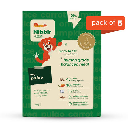 Nibblr Special Veg Pulao (300g) - Fresh Wholesome Dog Meal - nootie.in