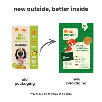 Nibblr Special Veg Pulao (300g) - Fresh Wholesome Dog Meal - nootie.in