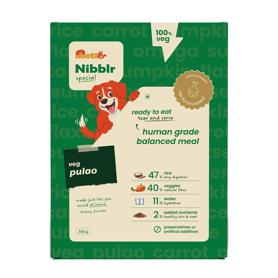 Nibblr Special Veg Pulao (300g) - Fresh Wholesome Dog Meal - nootie.in