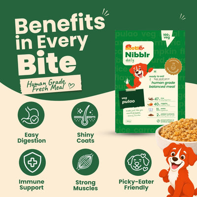 Nibblr Veg Pulao (100g) - 100% Veg Fresh Wholesome Dog Meal - nootie.in