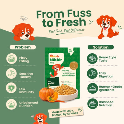 Nibblr Veg Pulao (100g) - 100% Veg Fresh Wholesome Dog Meal - nootie.in