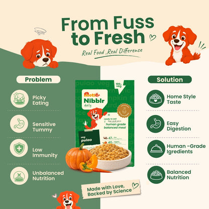 Nibblr Veg Pulao (100g) - 100% Veg Fresh Wholesome Dog Meal - nootie.in