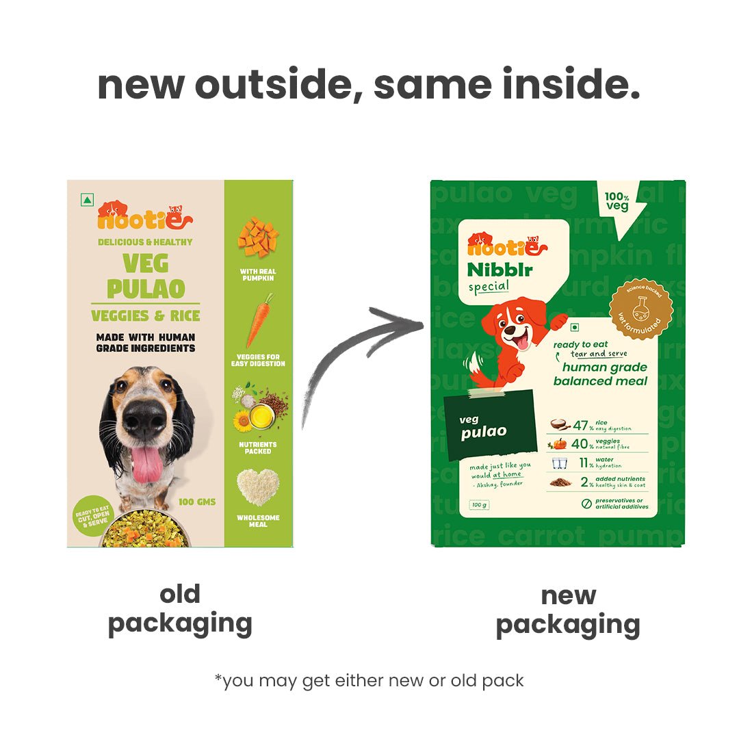 Nibblr Veg Pulao (100g) - 100% Veg Fresh Wholesome Dog Meal - nootie.in