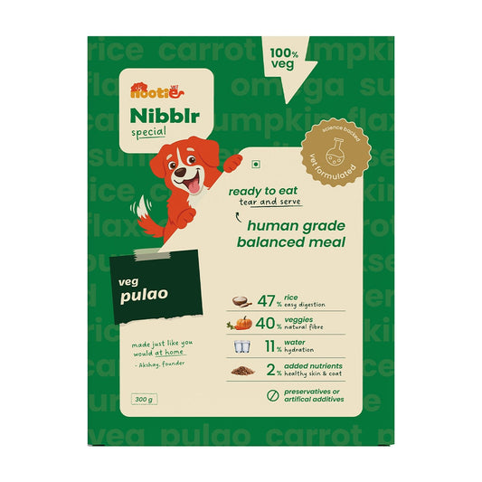 Nibblr Veg Pulao (300g) - 100% Veg Fresh Wholesome Dog Meal - nootie.in