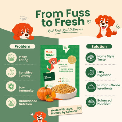 Nibblr Veg Pulao (300g) - 100% Veg Fresh Wholesome Dog Meal - nootie.in