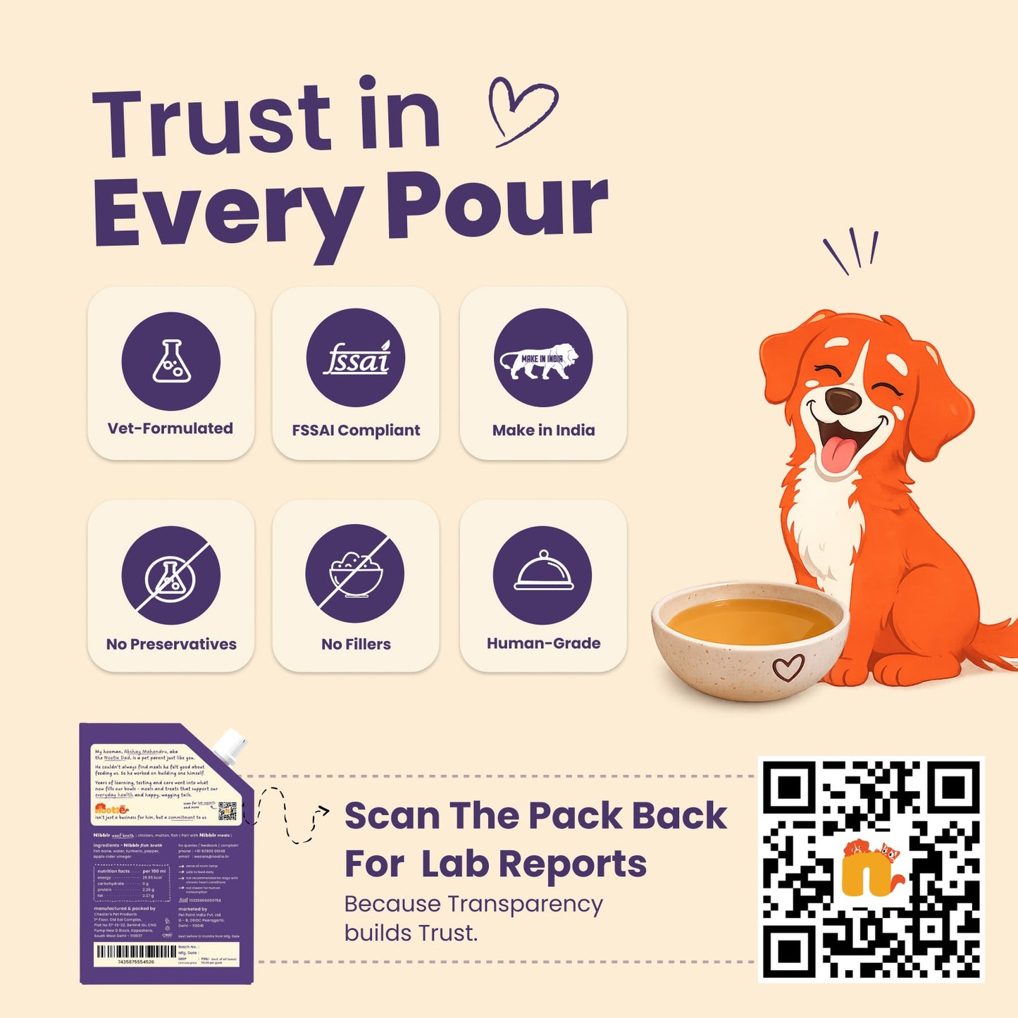 Nibblr Woof Broth - Hydrating Meal Topper for Dogs (100 ml) | Fish Bone Broth - nootie.in