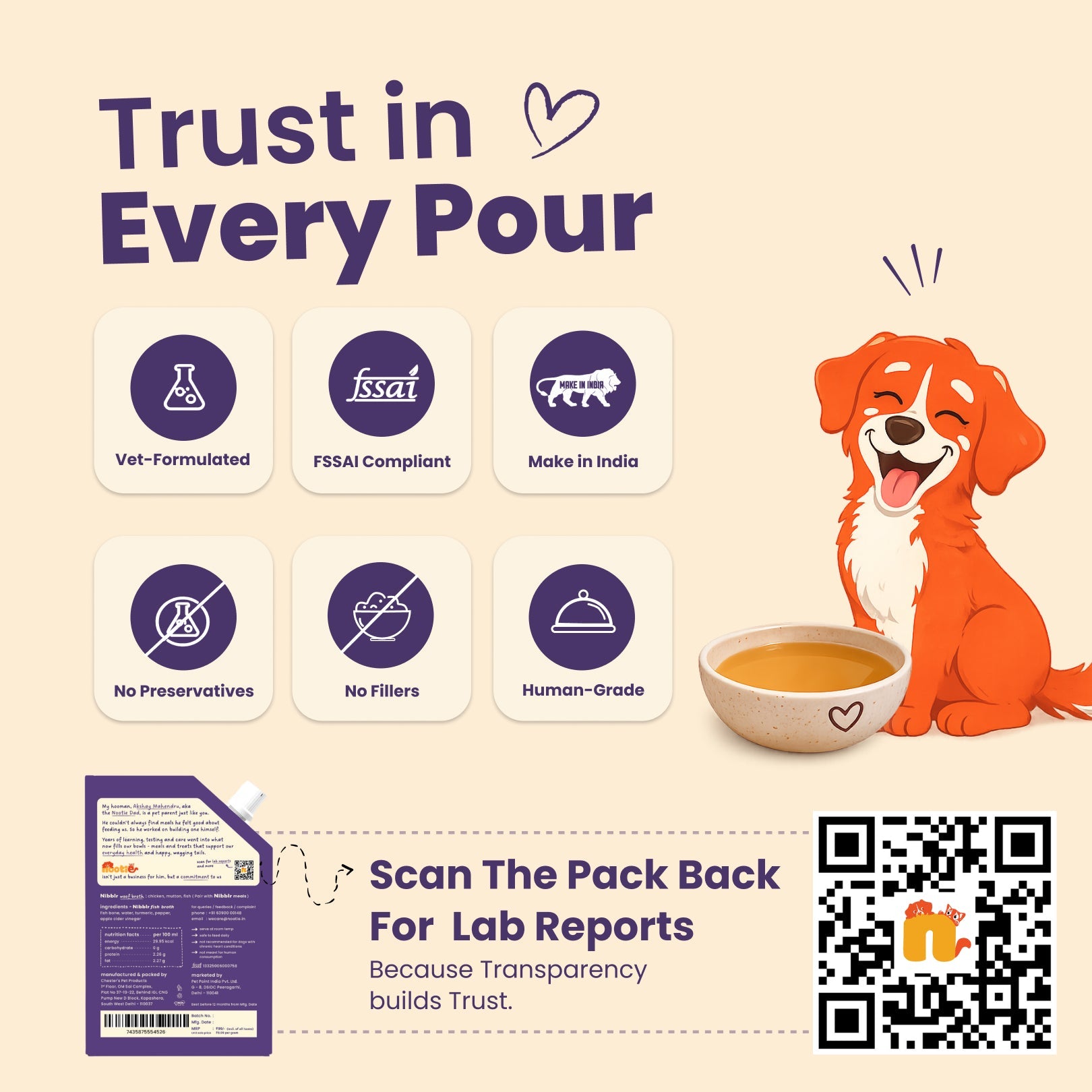 Nibblr Woof Broth - Hydrating Meal Topper for Dogs (100 ml) | Fish Bone Broth - nootie.in