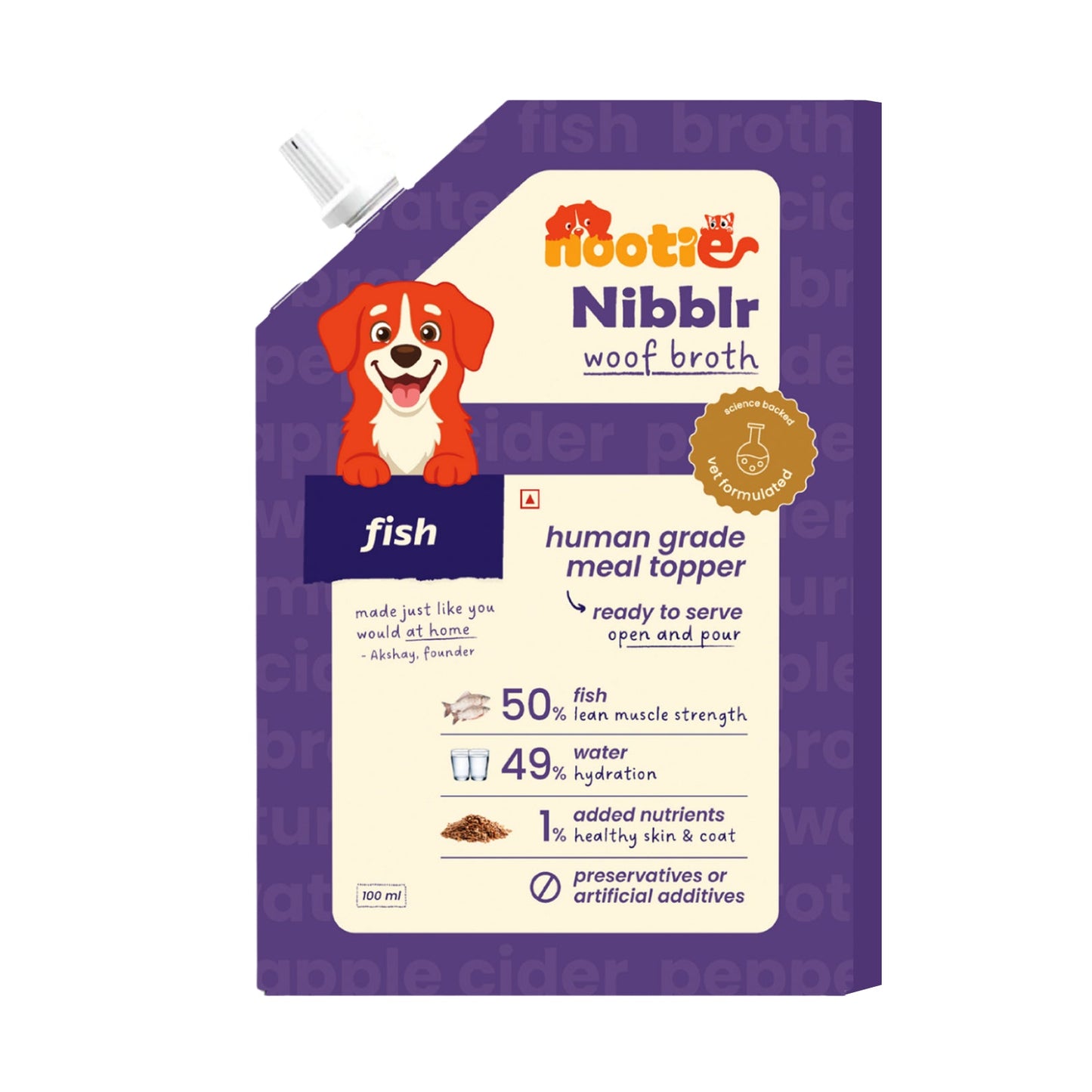 Nibblr Woof Broth - Hydrating Meal Topper for Dogs (100 ml) | Fish Bone Broth - nootie.in