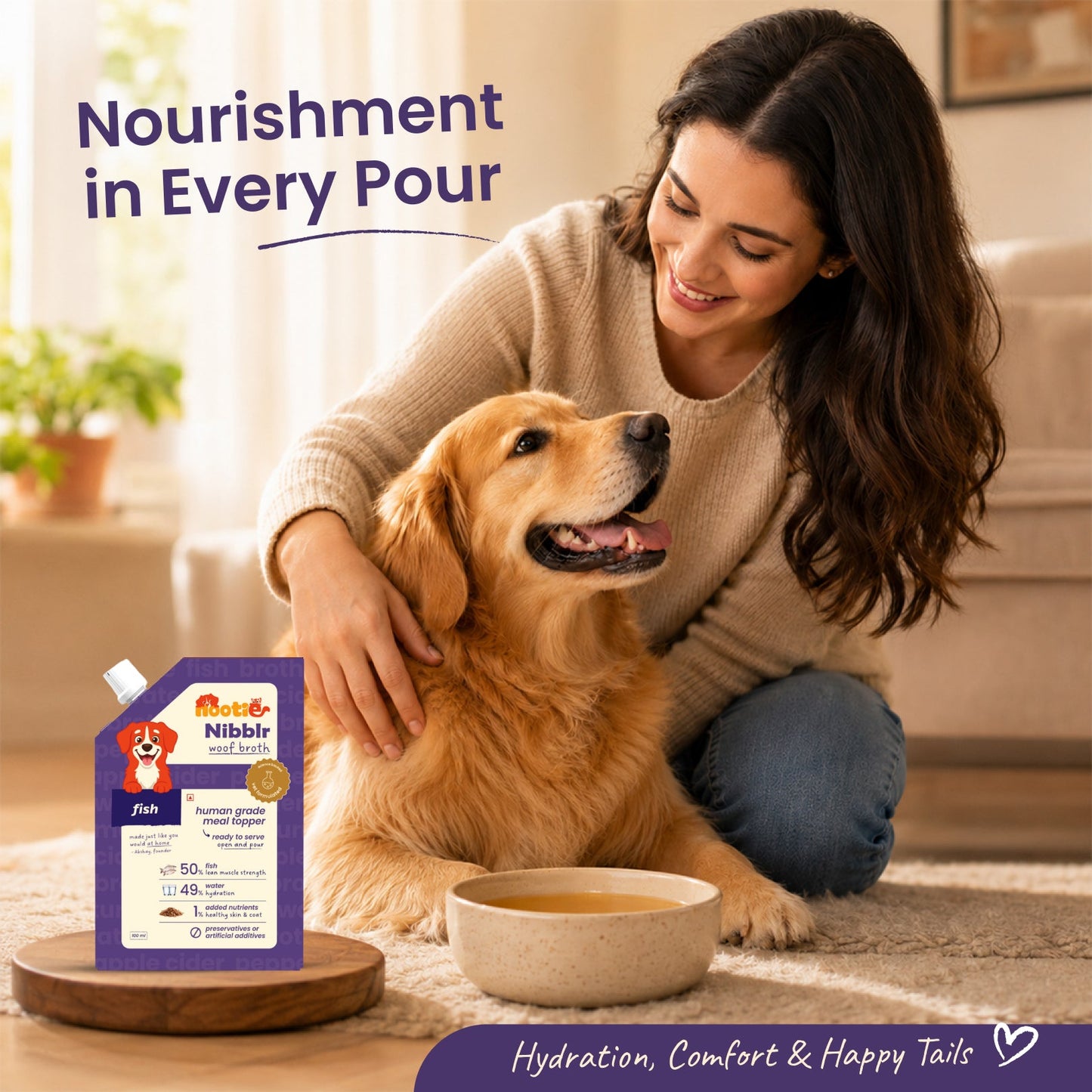 Nibblr Woof Broth - Hydrating Meal Topper for Dogs (100 ml) | Fish Bone Broth - nootie.in