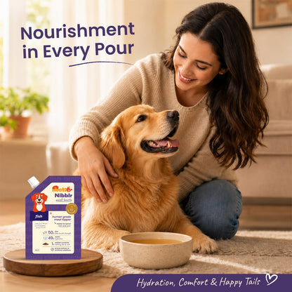 Nibblr Woof Broth - Hydrating Meal Topper for Dogs (100 ml) | Fish Bone Broth - nootie.in