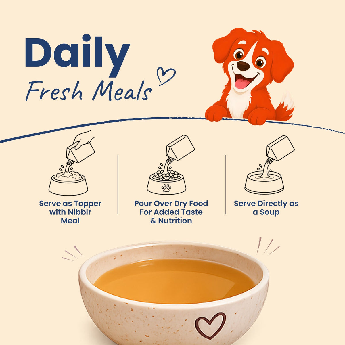 Nibblr Woof Broth - Hydrating Meal Topper for Dogs (100 ml) | Mutton Bone Broth - nootie.in