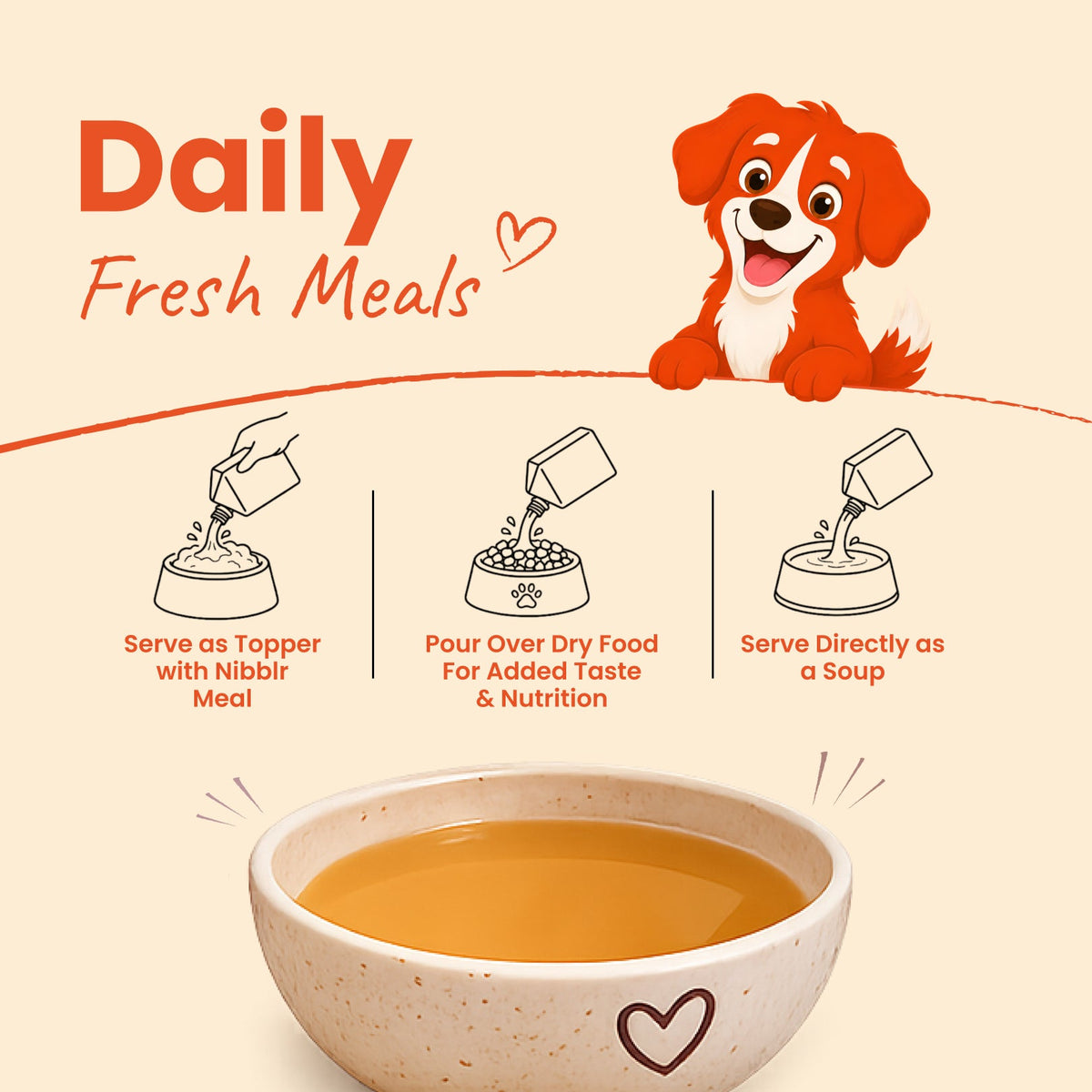 Nibblr Woof Broth - Hydrating Meal Topper for Dogs (3 x 100 ml) | Assorted Combo Pack of 3 Flavors - nootie.in