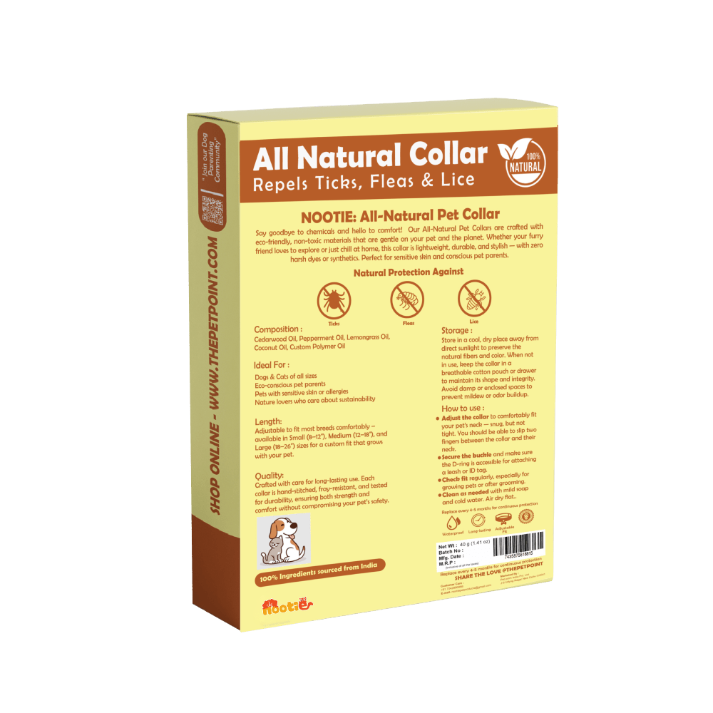 Nootie All Natural Tick & Flea Collar for Dogs & Cats | 5 Months Protection | Waterproof, Adjustable & Chemical - Free Pest Defence - nootie.in