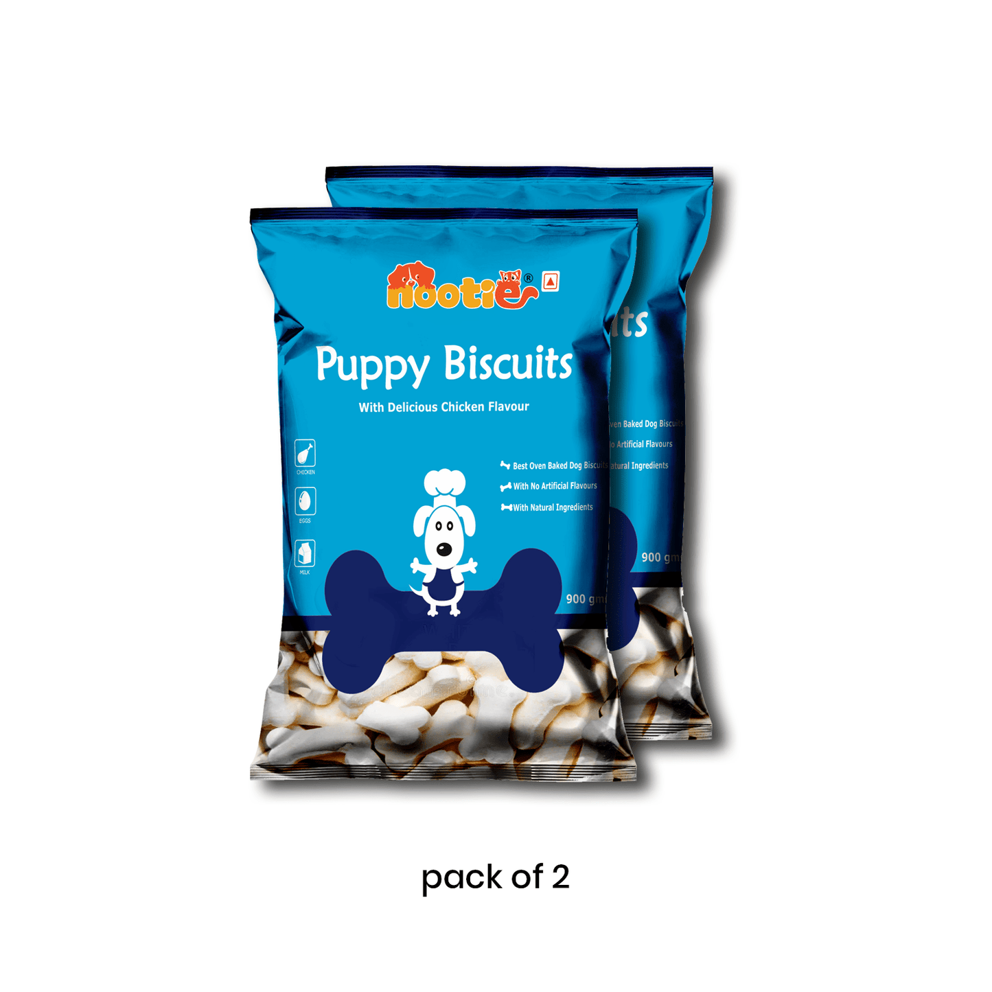 Nootie Chicken Biscuits with Milk and Cheese Flavour for Puppies (900g) | High - Protein, Crunchy Growth Snack - nootie.in