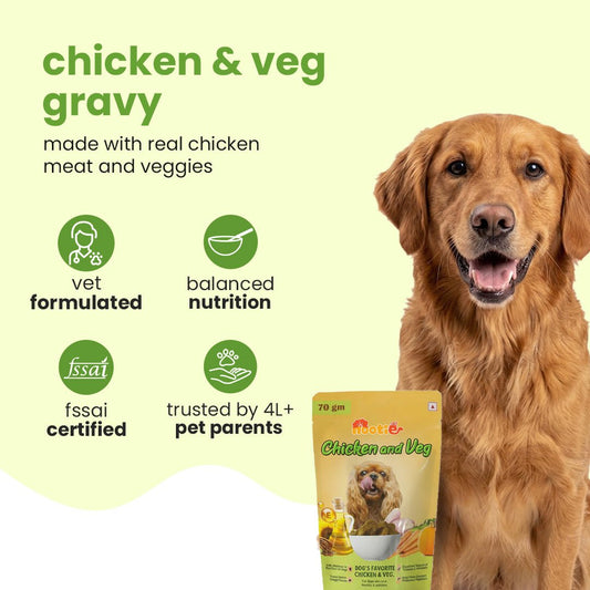 Nootie Chicken & Veg Dog Food Gravy | High - Protein, Fiber - Rich & Digestive Support (70g) - nootie.in