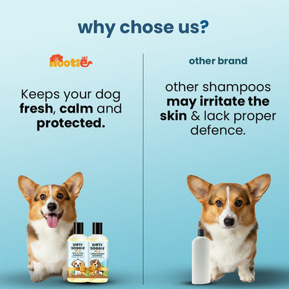 Nootie Dirty Doggie Combo: Conditioning Shampoo + Tick & Flea Shampoo (300 ml Buy1Get1 FREE) | Neem, Vitamin E & Coat Repair - nootie.in