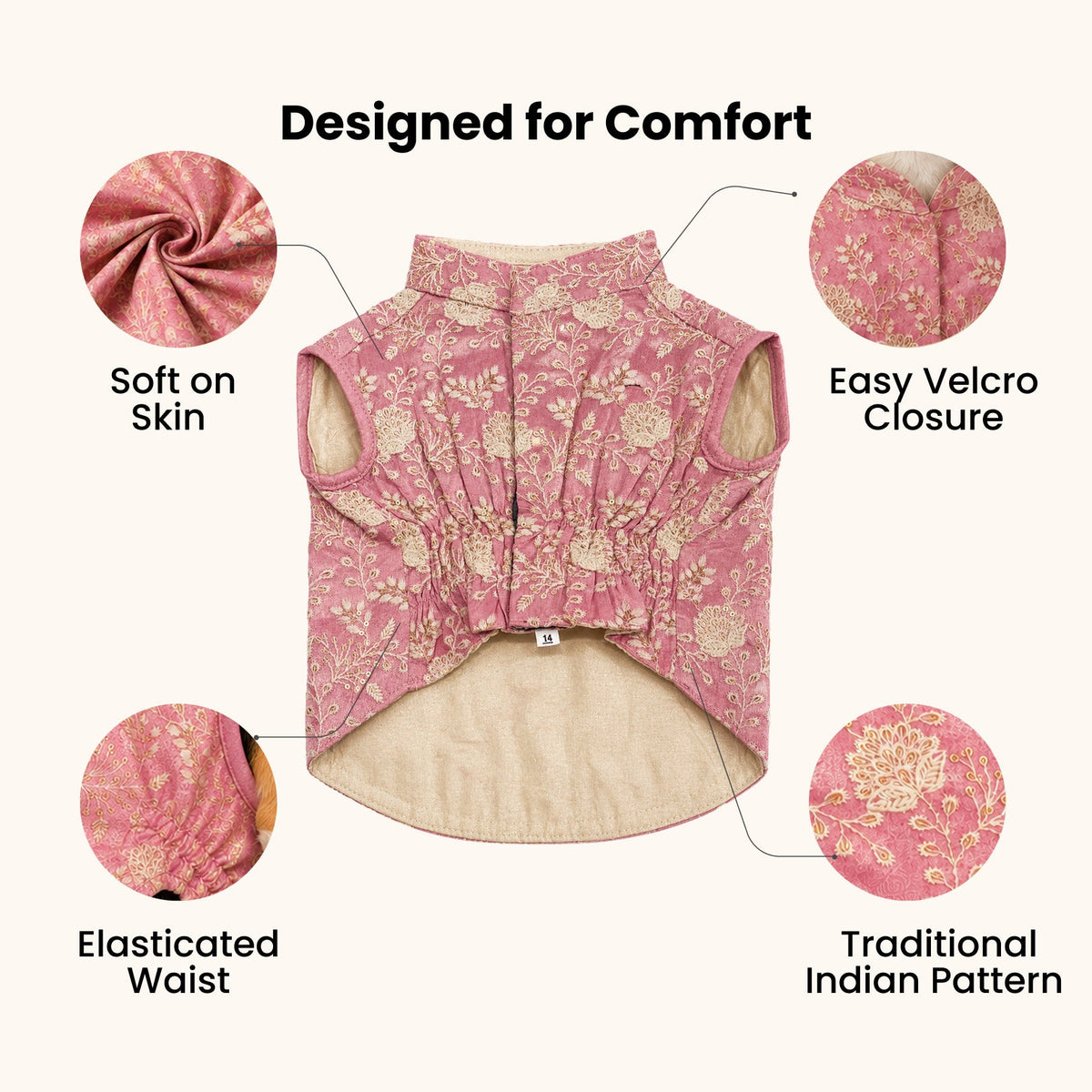 Nootie Dog Kurta - Pink Brocade | Traditional Ethnic Outfit for Weddings, Festivals and Celebrations - nootie.in