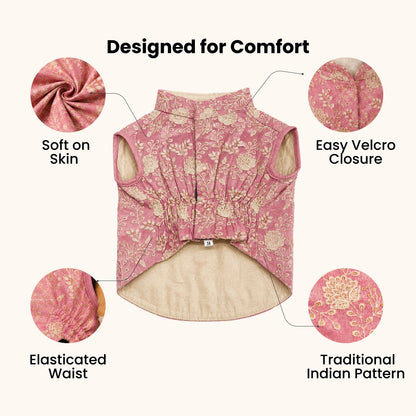 Nootie Dog Kurta - Pink Brocade | Traditional Ethnic Outfit for Weddings, Festivals and Celebrations - nootie.in