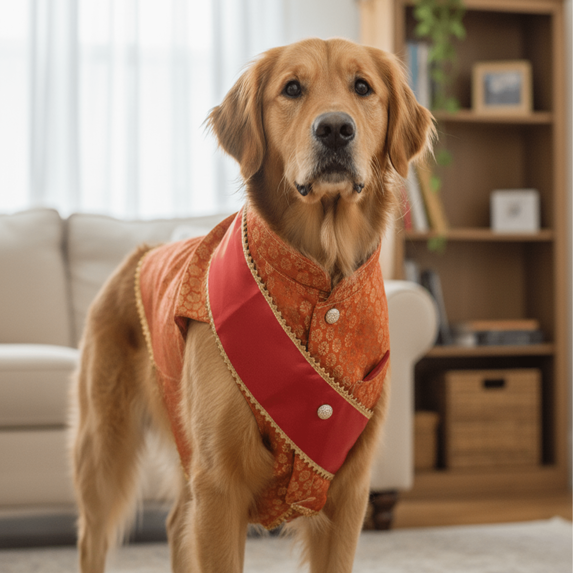 Nootie Festive Sherwani with Chunni for Pets – Orange | Stylish Outfit for Weddings & Festivals - nootie.in