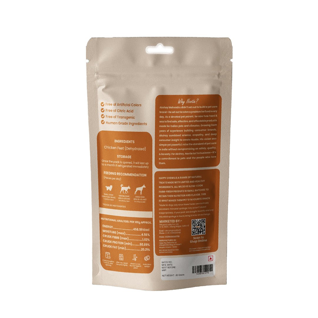 Nootie Dehydrated Chicken Feet for Dogs (80g) 