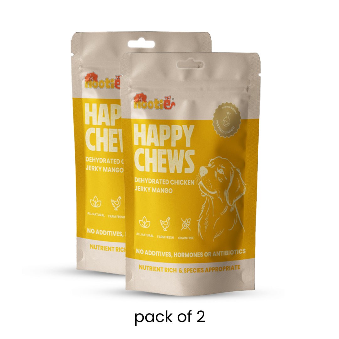 Nootie Happy Chews – Dehydrated Chicken Jerky Mango Dog Treats – 80g – All - Natural, Farm Fresh and Grain Free, Protein - Rich Snack for Dogs - nootie.in
