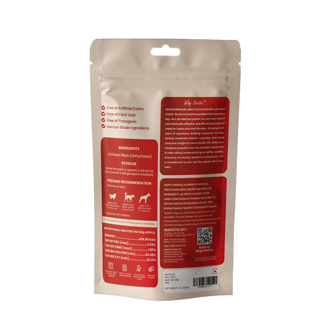 Nootie Dehydrated Chicken Neck Dog Treats (70g) - Natural Dental Chews