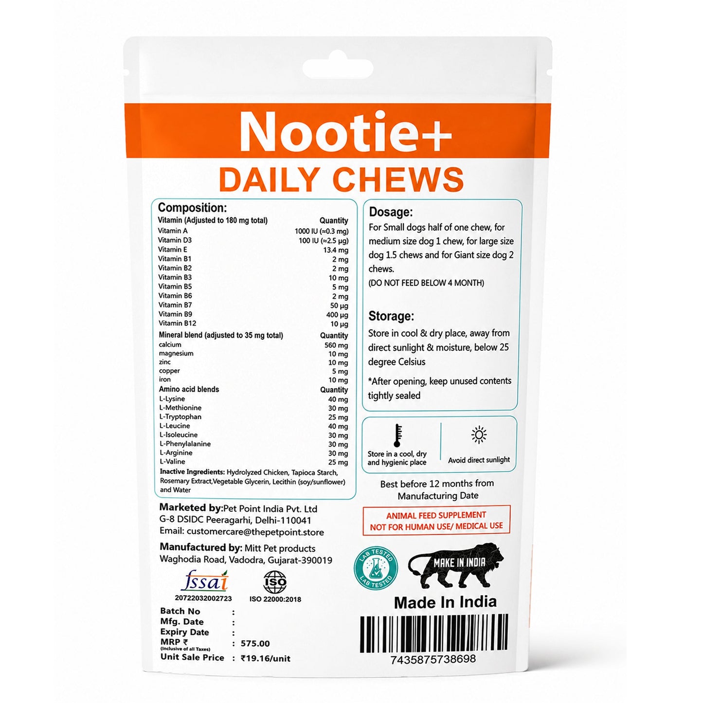 Nootie+ Health Chews for Dogs (30 chews) | Daily Wellness - Multi-vitamins for Immune Support, Better Vision & Healthy Skin - nootie.in