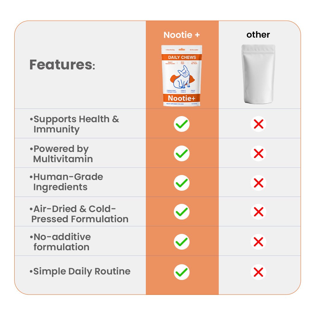 Nootie+ Health Chews for Dogs (30 chews) | Daily Wellness - Multi-vitamins for Immune Support, Better Vision & Healthy Skin - nootie.in