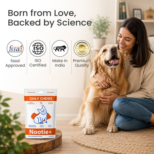 Nootie+ Health Chews for Dogs (30 chews) | Daily Wellness - Multi-vitamins for Immune Support, Better Vision & Healthy Skin - nootie.in