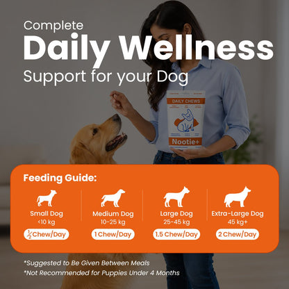 Nootie+ Health Chews for Dogs (30 chews) | Daily Wellness - Multi-vitamins for Immune Support, Better Vision & Healthy Skin - nootie.in