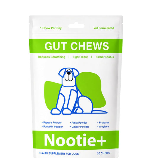 Nootie+ Health Chews for Dogs (30 chews) | Probiotics for Gut Health - Digestive Support, Firmer Stools & Yeast Balance - nootie.in