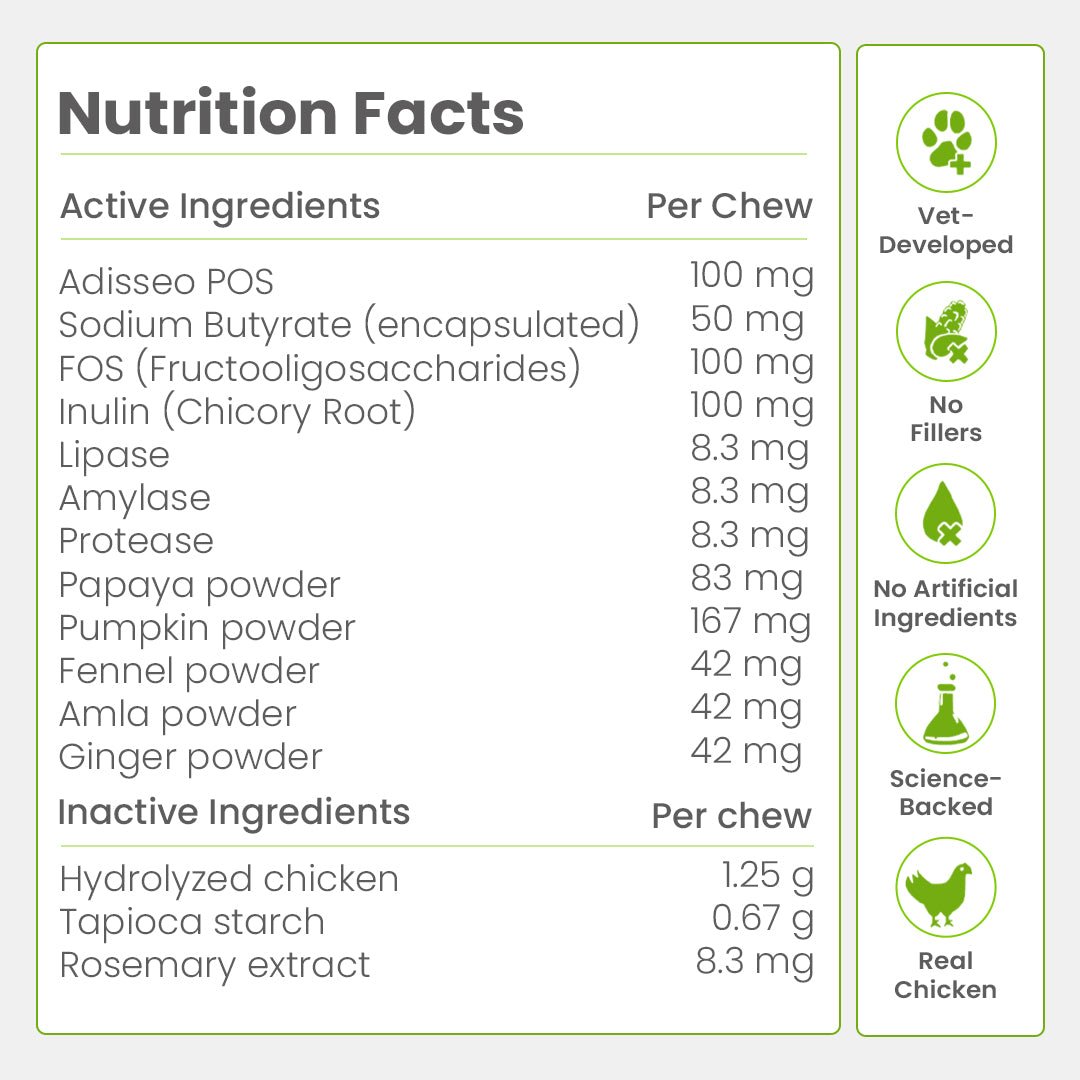 Nootie+ Health Chews for Dogs (30 chews) | Probiotics for Gut Health - Digestive Support, Firmer Stools & Yeast Balance - nootie.in