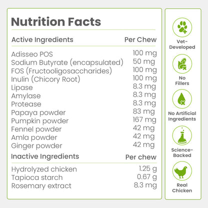 Nootie+ Health Chews for Dogs (30 chews) | Probiotics for Gut Health - Digestive Support, Firmer Stools & Yeast Balance - nootie.in