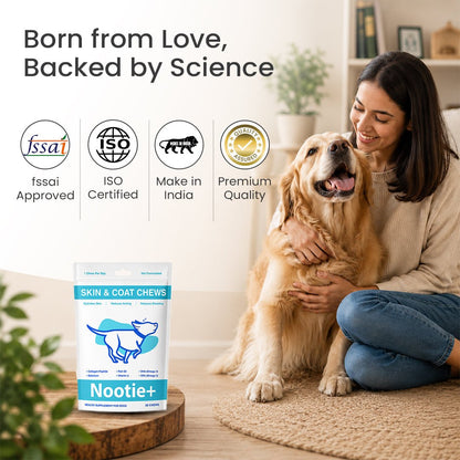 Nootie+ Health Chews for Dogs (30 chews) | Skin and Coat - Hydrates Skin, Reduces Itching & Shedding - nootie.in