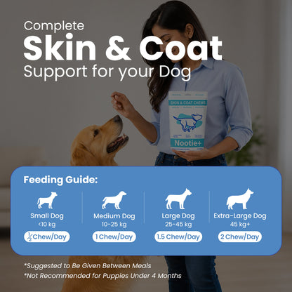 Nootie+ Health Chews for Dogs (30 chews) | Skin and Coat - Hydrates Skin, Reduces Itching & Shedding - nootie.in