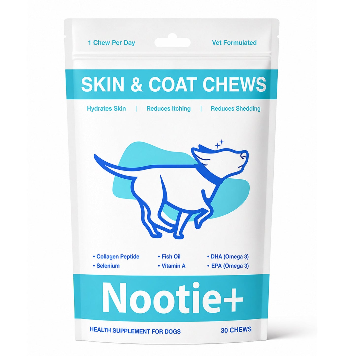 Nootie+ Health Chews for Dogs (30 chews) | Skin and Coat - Hydrates Skin, Reduces Itching & Shedding - nootie.in