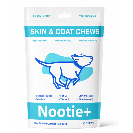 Nootie+ Health Chews for Dogs (30 chews) | Skin and Coat - Hydrates Skin, Reduces Itching & Shedding - nootie.in